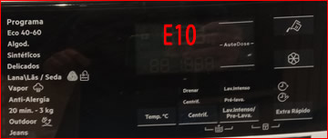 error e10 lavadoras Aeg